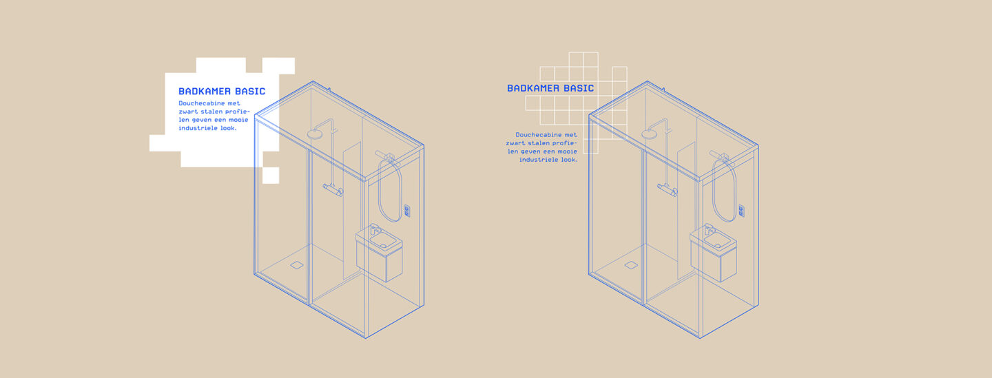 Lijntekening badkamer beige