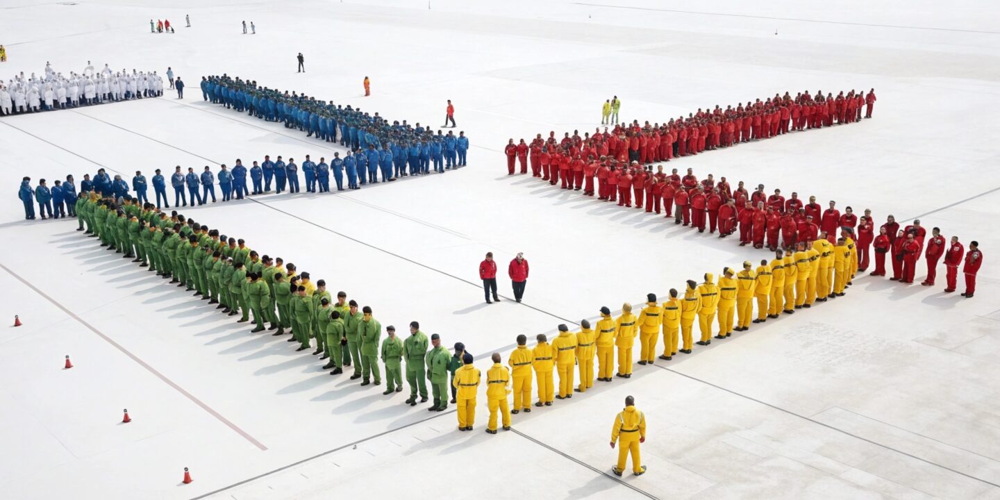 A large landscape photo of people standing in a wh