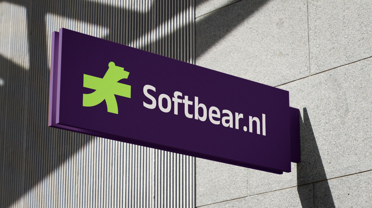 Mockup van gevelbord van Softbear