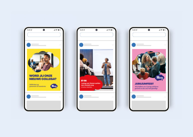 Mockups van linkedin posts van GoMental