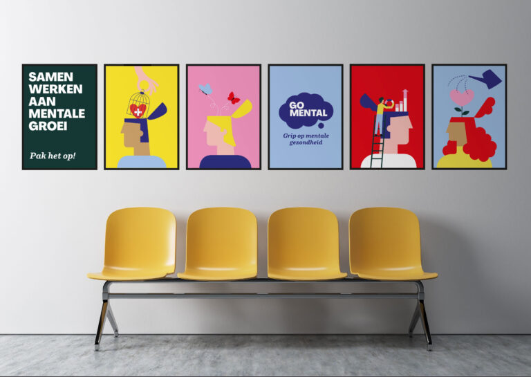 Mockups van de branding van de wachtkamer van GoMental